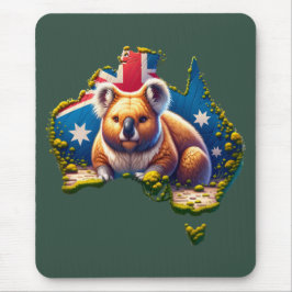 Mousepad Mapa de bandeira do Urso Koala, na Austrália
