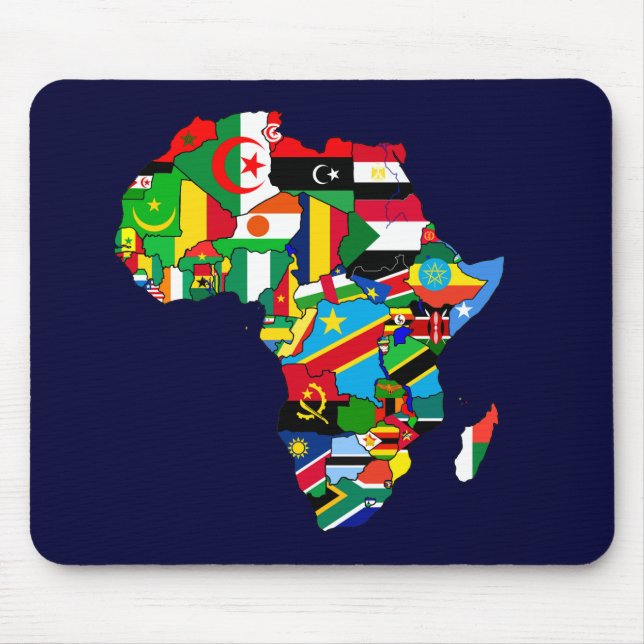 Mousepad Mapa de bandeiras de África - presente africano da (Frente)