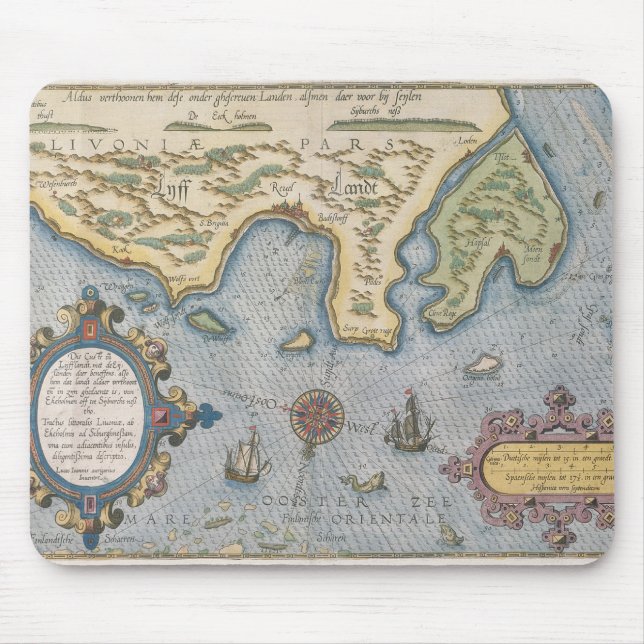 Mousepad Mapa de comércio do Dutch do mar Báltico (Frente)
