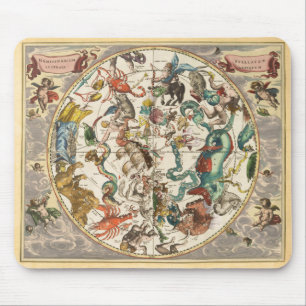Mousepad Mapa de Constelação do Zodiac Star Vintage Celes