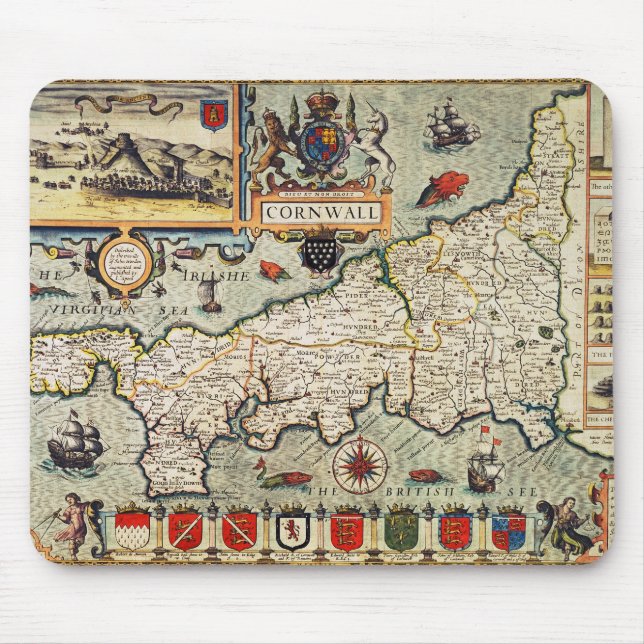 Mousepad Mapa de Cornualha (Frente)