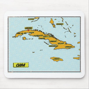 Mousepad Mapa de Cuba de Quadrinhos Antigos