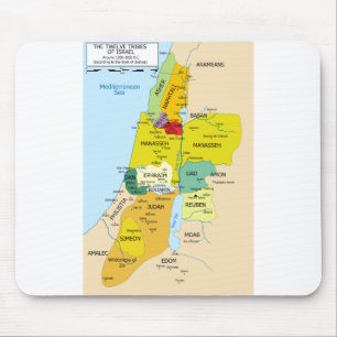 Mousepad Mapa de doze tribos de Israel entre 1200 e 1050