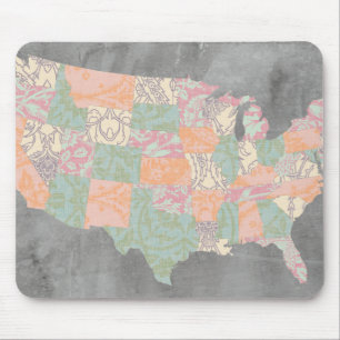 Mousepad Mapa de Estados de Padrão Floral