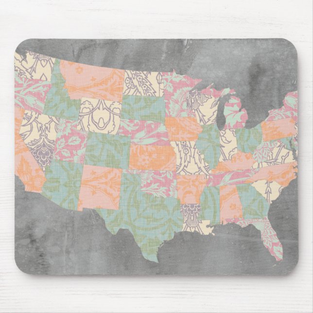 Mousepad Mapa de Estados de Padrão Floral (Frente)