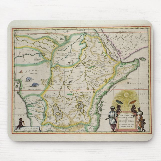 Mousepad Mapa de Etiópia que mostra cinco estados africanos (Frente)