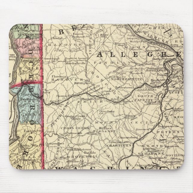 Mousepad Mapa de Hancock, Brooke, Ohio, condados Marshall (Frente)