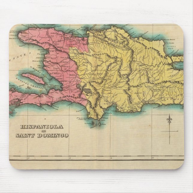 Mousepad Mapa De Hispaniola Ou De Domingo Rua (Frente)