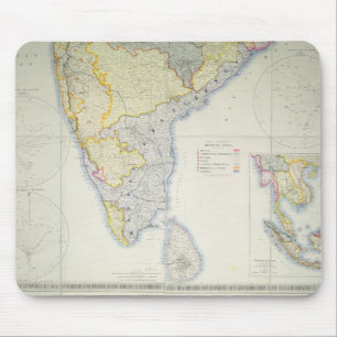 Mousepad Mapa de India do sul britânico, 1872