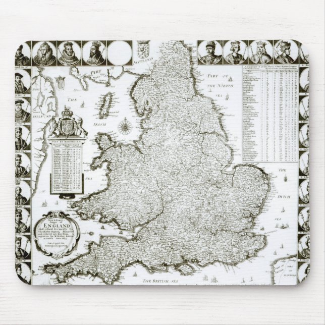 Mousepad Mapa de Inglaterra e de Wales, 1644 (Frente)