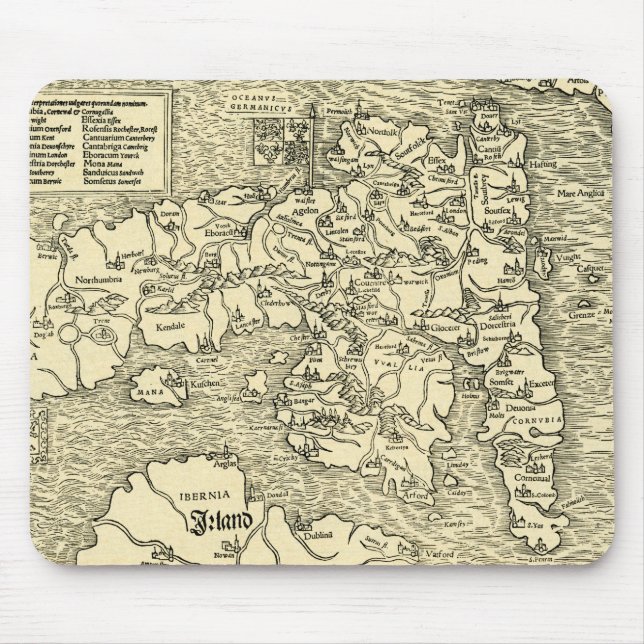 Mousepad Mapa de Inglaterra em Ptolemy 's Geographia (Frente)