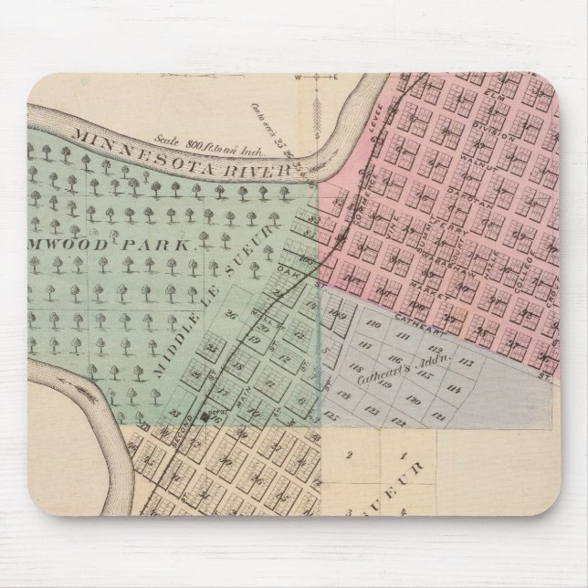 Mousepad Mapa de Le Sueur, Mapa de Cleveland, Minnesota (Frente)