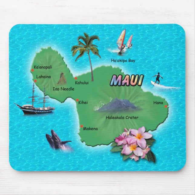 Mousepad Mapa de Maui (Frente)
