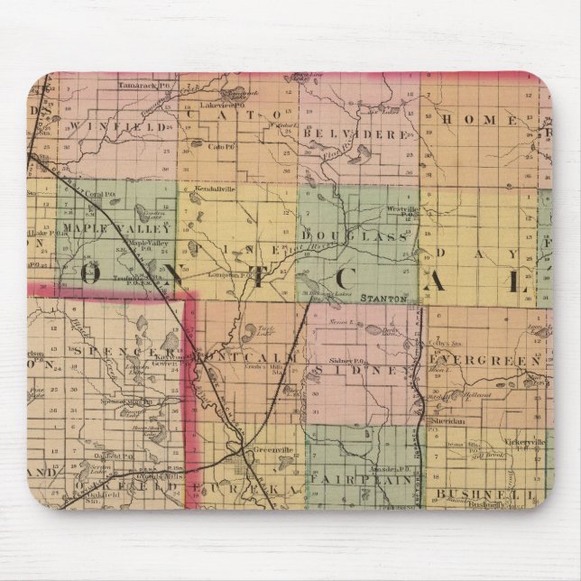 Mousepad Mapa de Montcalm County, Michigan (Frente)