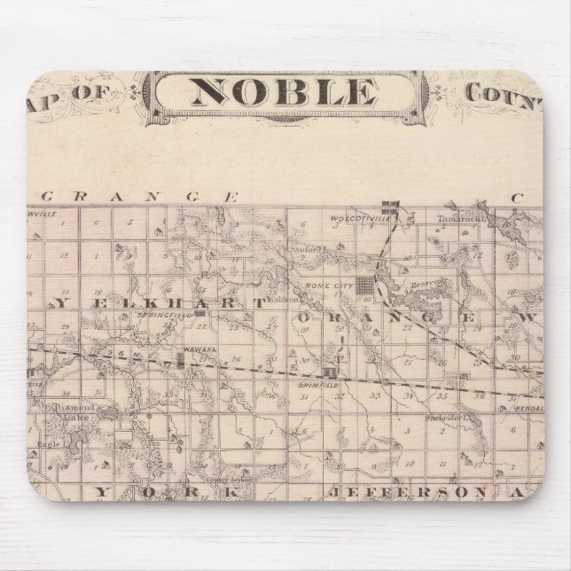 Mousepad Mapa de Noble County (Frente)