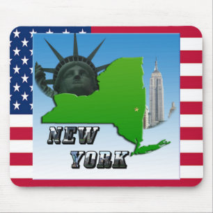 Mousepad Mapa de Nova Iorque, Estátua da Liberdade, Monumen