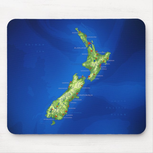 Mousepad Mapa de Nova Zelândia (Frente)