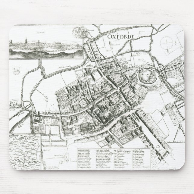 Mousepad Mapa de Oxford, 1643 (Frente)