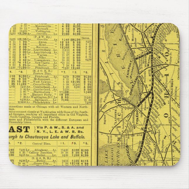 Mousepad Mapa de Pittsburgh e da ferrovia ocidental (Frente)