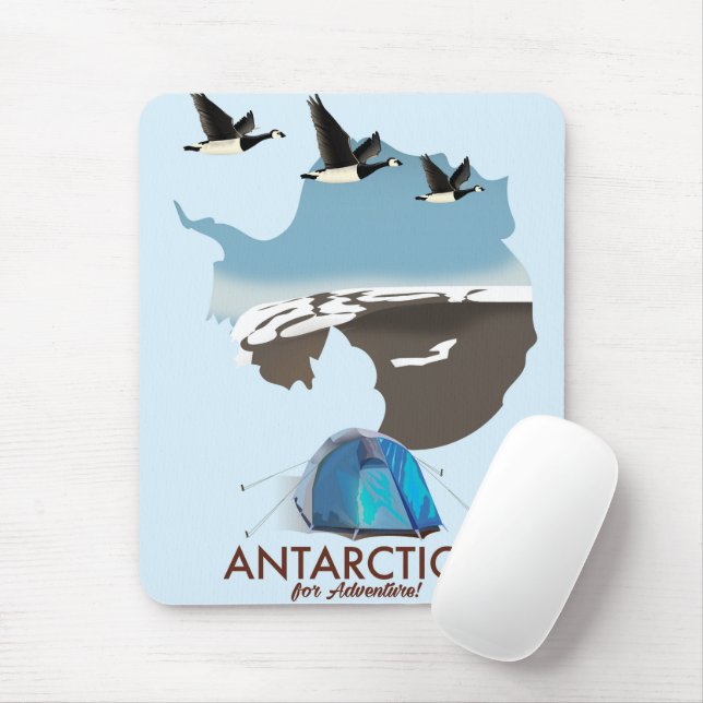 Mousepad Mapa de pôster de viagem de aventura da Antártida. (Com mouse)