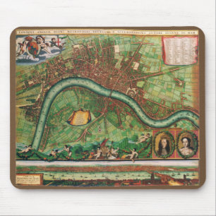 Mousepad Mapa de ruas antigo de Londres de 17 séculos