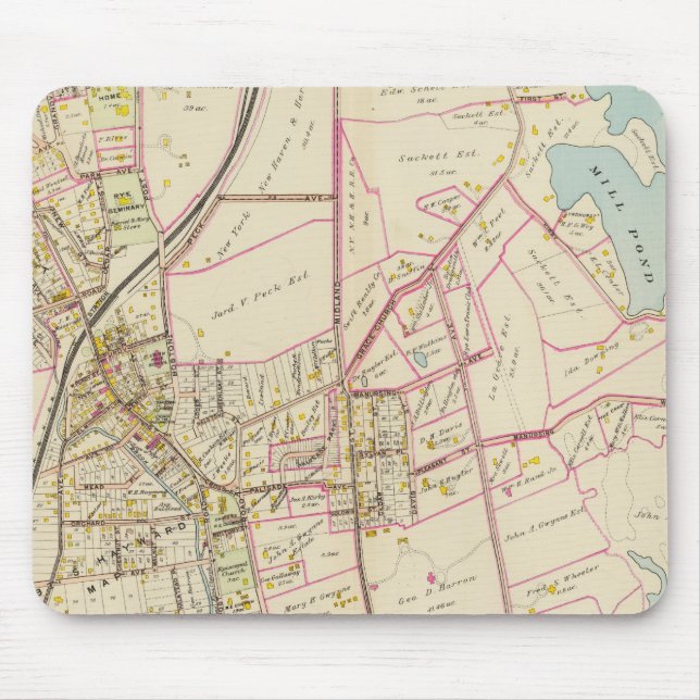 Mousepad Mapa de Rye, Nova York (Frente)