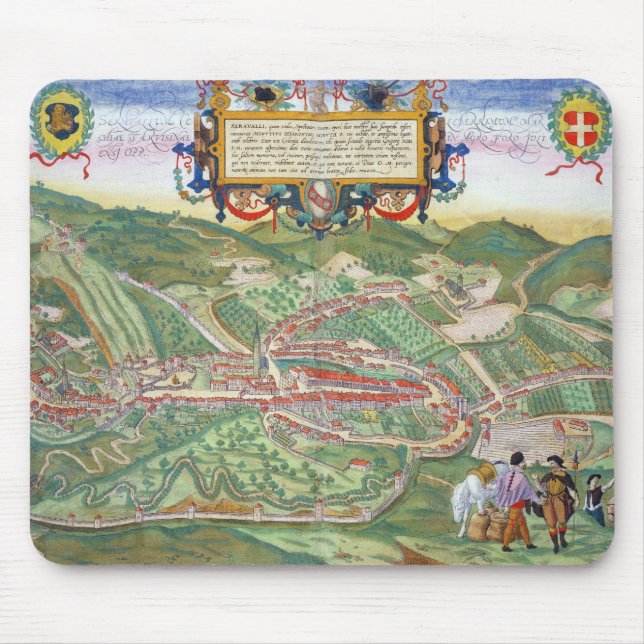 Mousepad Mapa de Serravalle, 'de Civitates Orbis Terrarum (Frente)