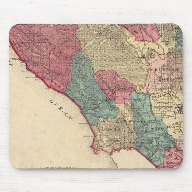 Mousepad Mapa de Sonoma County California (Frente)
