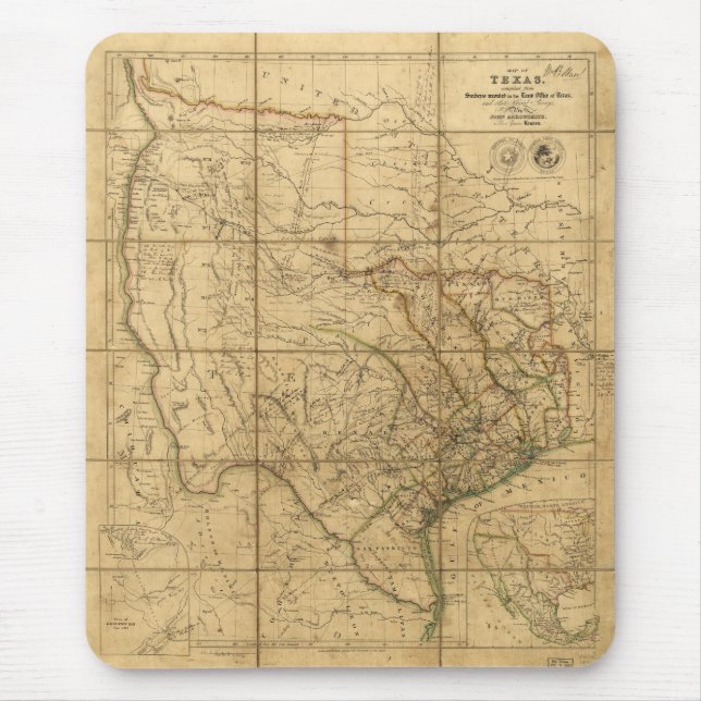 Mousepad Mapa de Texas por John Arrowsmith (1841) (Frente)