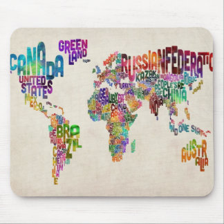 Mousepad Mapa de texto do mundo