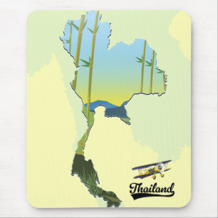 Mousepad Mapa de Viagem da Tailândia