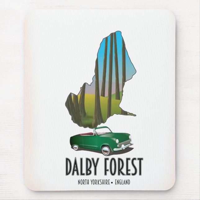 Mousepad Mapa de viagem do Dalby Forest North Yorkshire (Frente)