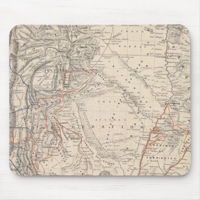 Mousepad Mapa de Viagem do Dr. V Martin de Moussy (Frente)