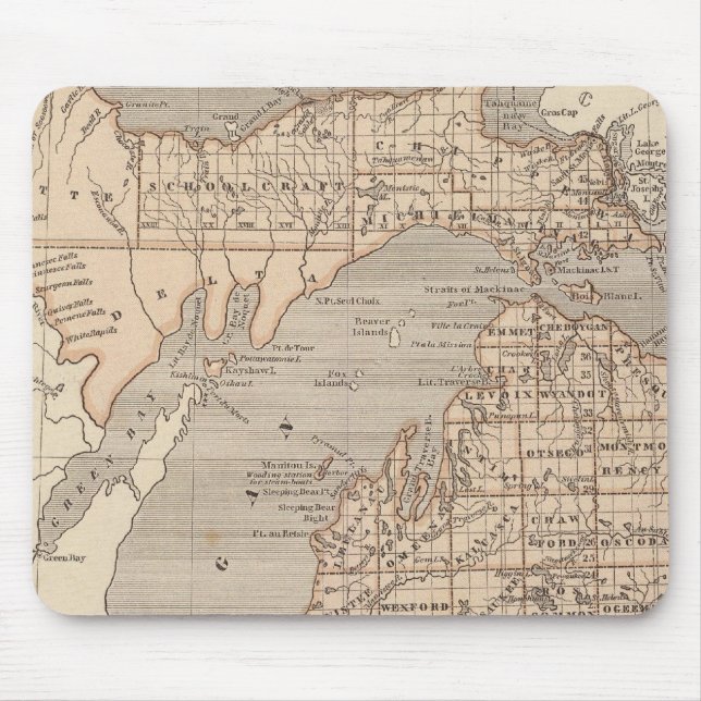 Mousepad Mapa do Atlas Michigan (Frente)