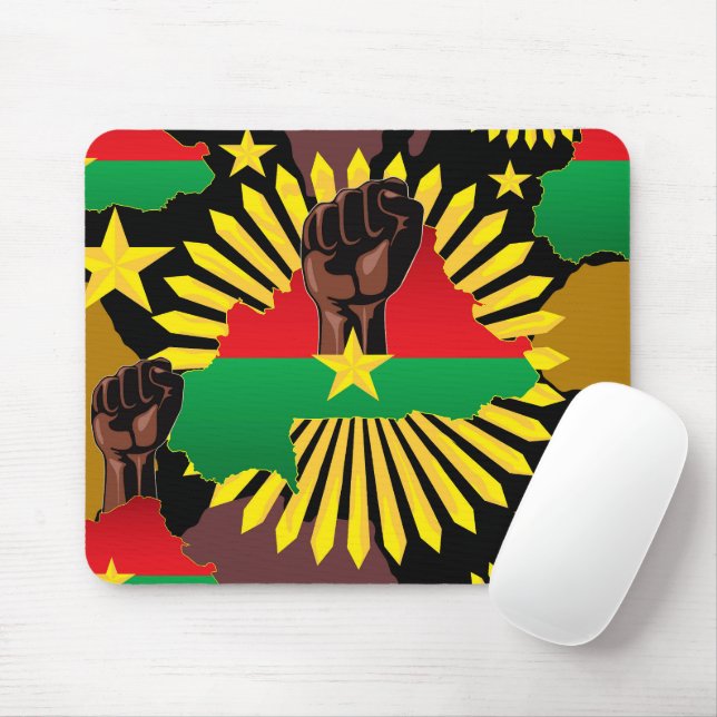 Mousepad Mapa do Burkina Faso, Bandeira e Resistência à Rev (Com mouse)