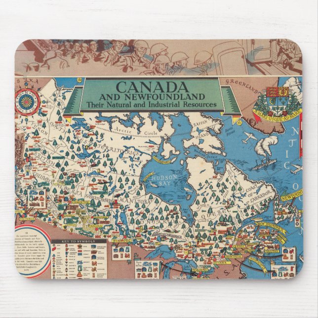 Mousepad Mapa do Canadá - Recursos Naturais e Industriais (Frente)
