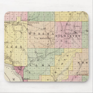 Mousepad Mapa do Condado de Buffalo e da Vila de Alma