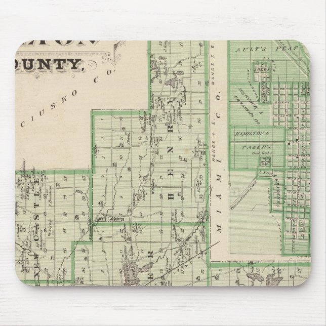 Mousepad Mapa do Condado de Fulton com Rochester, Fulton Co (Frente)
