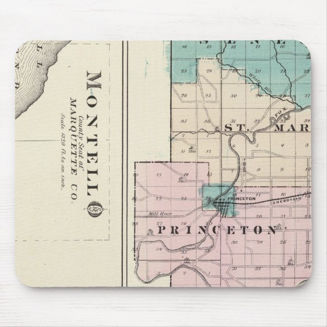 Mousepad Mapa do Condado de Green Lake, Estado de Wisconsin (Frente)