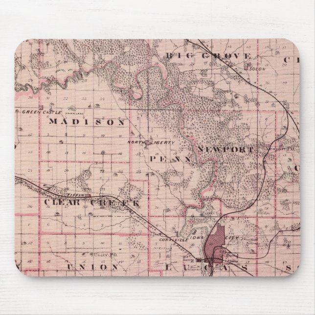 Mousepad Mapa do Condado de Johnson, Estado de Iowa (Frente)