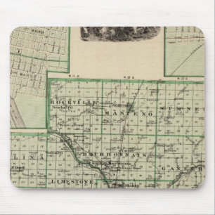 Mousepad Mapa do Condado de Kankakee, Kankakee e Gilman