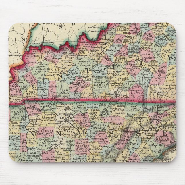 Mousepad Mapa Do Condado De Kentucky E Tennessee (Frente)