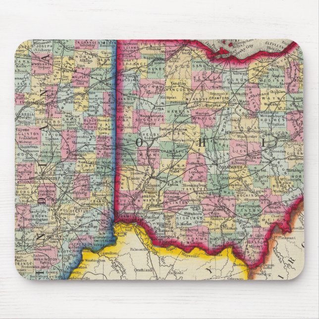 Mousepad Mapa Do Condado De Ohio E Indiana (Frente)