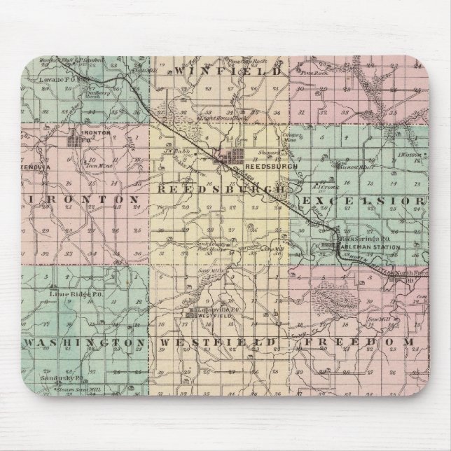 Mousepad Mapa do Condado de Sauk e da Cidade de Kilbourn (Frente)