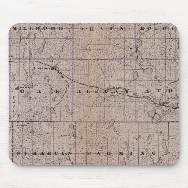 Mousepad Mapa do Condado de Stearns, Minnesota (Frente)