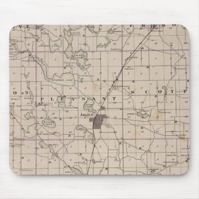 Mousepad Mapa do Condado de Steuben Indiana (Frente)