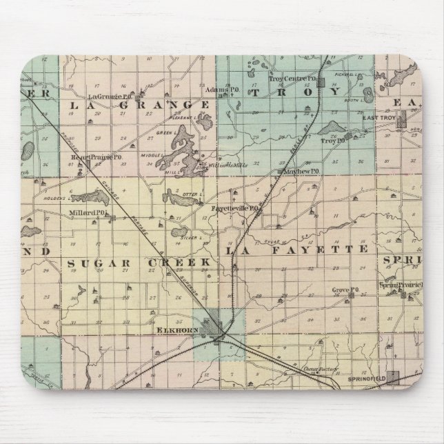 Mousepad Mapa do Condado de Walworth, Estado de Wisconsin (Frente)