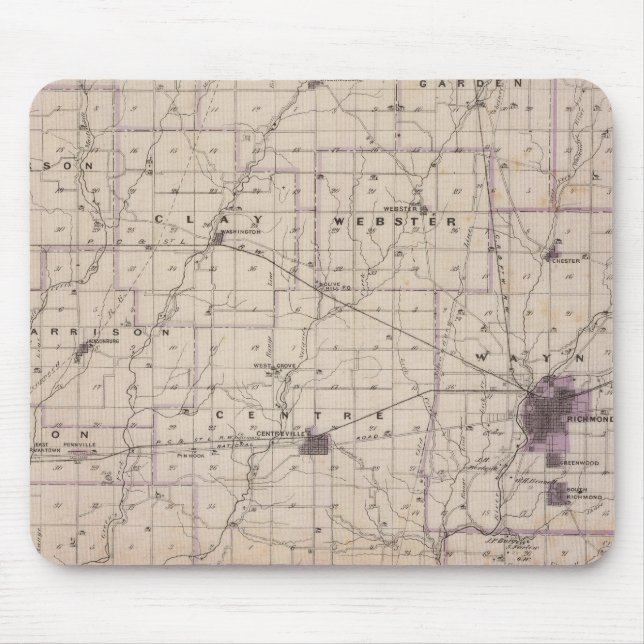 Mousepad Mapa do Condado de Wayne 2 (Frente)