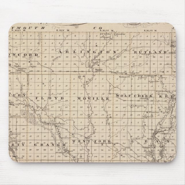 Mousepad Mapa do Condado de Woodbury, Estado de Iowa (Frente)