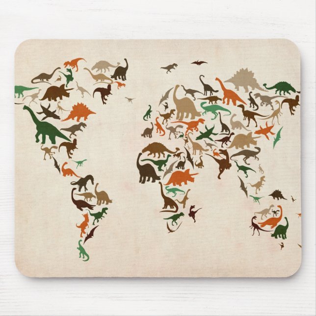 Mousepad Mapa do dinossauro do mapa do mundo (Frente)